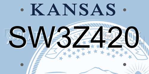 SW3Z420 Kansas License Plate