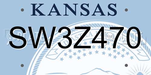 SW3Z470 Kansas License Plate