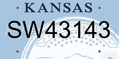 SW43143 Kansas License Plate