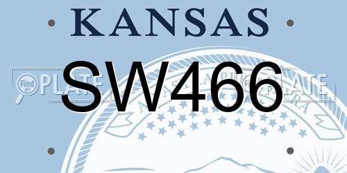 SW466 Kansas License Plate