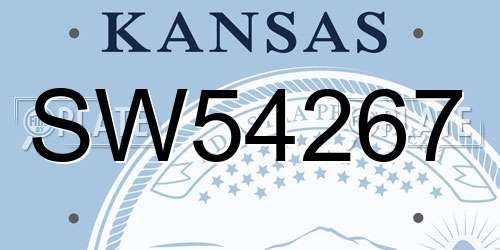 SW54267 Kansas License Plate