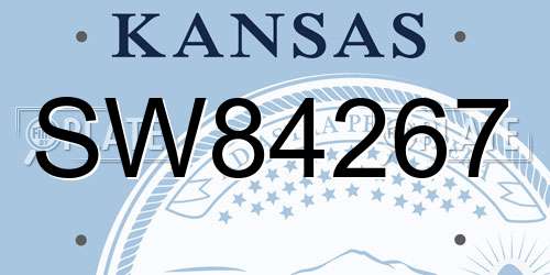 SW84267 Kansas License Plate