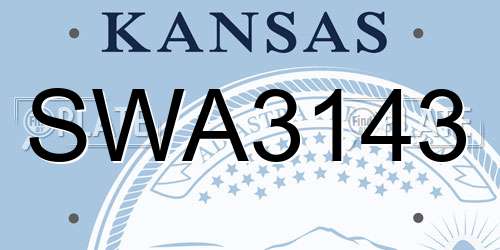 SWA3143 Kansas License Plate