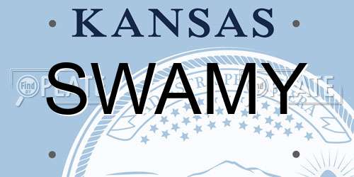 SWAMY Kansas License Plate