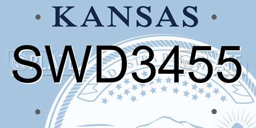 SWD3455 Kansas License Plate