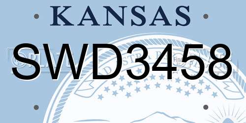 SWD3458 Kansas License Plate