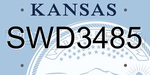 SWD3485 Kansas License Plate
