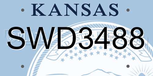 SWD3488 Kansas License Plate