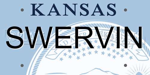 SWERVIN Kansas License Plate