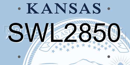 SWL2850 Kansas License Plate