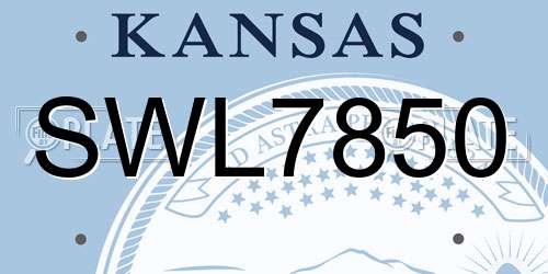 SWL7850 Kansas License Plate