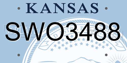 SWO3488 Kansas License Plate