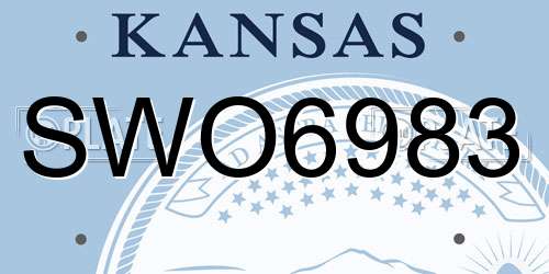 SWO6983 Kansas License Plate