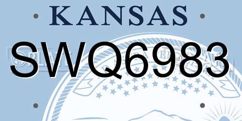 SWQ6983 Kansas License Plate