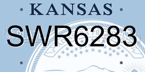 SWR6283 Kansas License Plate