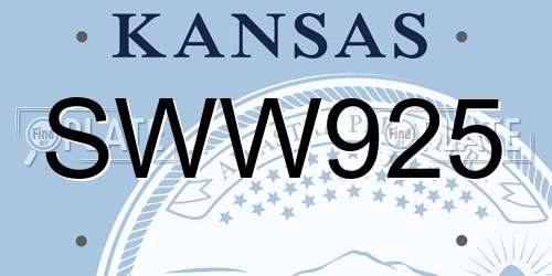 SWW925 Kansas License Plate