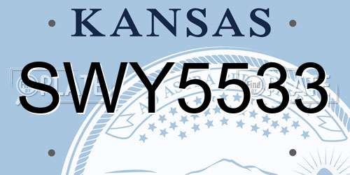 SWY5533 Kansas License Plate