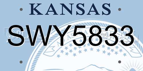 SWY5833 Kansas License Plate