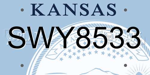 SWY8533 Kansas License Plate
