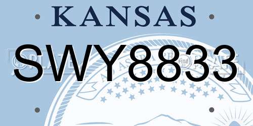 SWY8833 Kansas License Plate