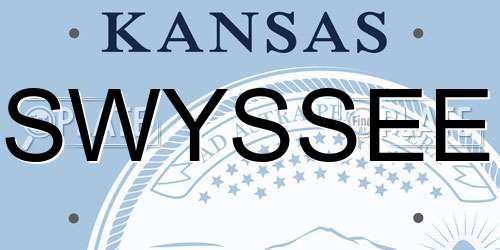 SWYSSEE Kansas License Plate
