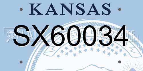SX60034 Kansas License Plate