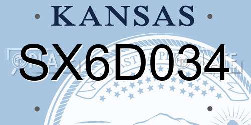 SX6D034 Kansas License Plate