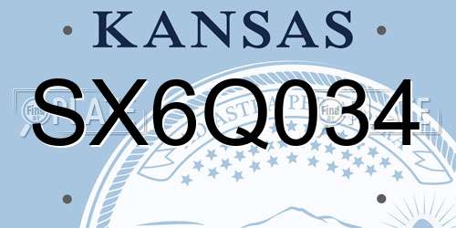 SX6Q034 Kansas License Plate