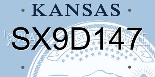 SX9D147 Kansas License Plate