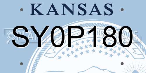 SY0P180 Kansas License Plate