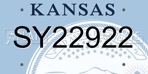 SY22922 Kansas License Plate