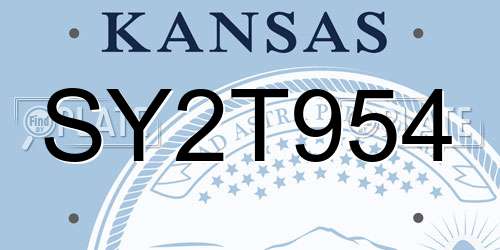 SY2T954 Kansas License Plate