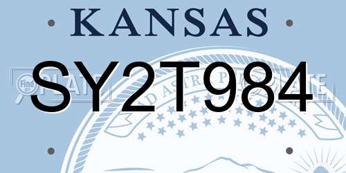 SY2T984 Kansas License Plate