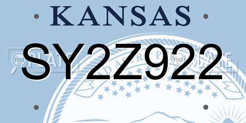 SY2Z922 Kansas License Plate