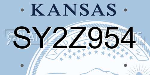 SY2Z954 Kansas License Plate