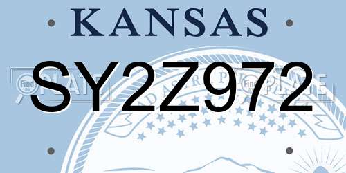 SY2Z972 Kansas License Plate