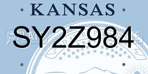 SY2Z984 Kansas License Plate