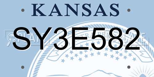 SY3E582 Kansas License Plate
