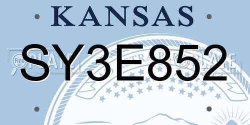 SY3E852 Kansas License Plate