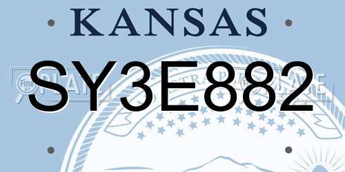 SY3E882 Kansas License Plate