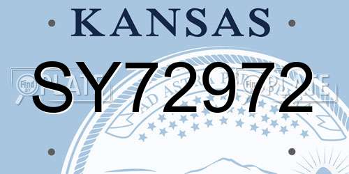 SY72972 Kansas License Plate