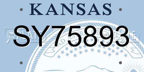 SY75893 Kansas License Plate