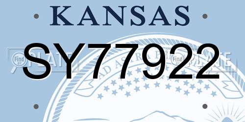 SY77922 Kansas License Plate