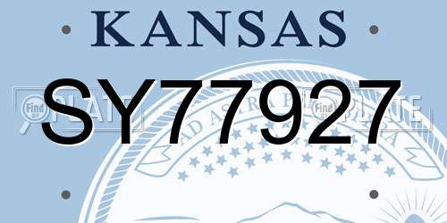 SY77927 Kansas License Plate