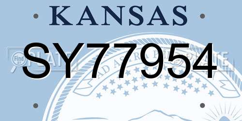 SY77954 Kansas License Plate