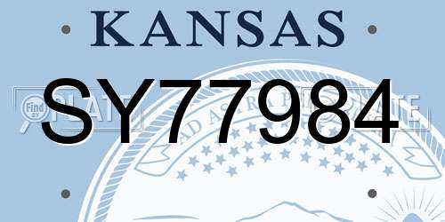 SY77984 Kansas License Plate