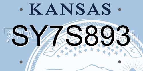 SY7S893 Kansas License Plate