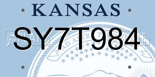 SY7T984 Kansas License Plate