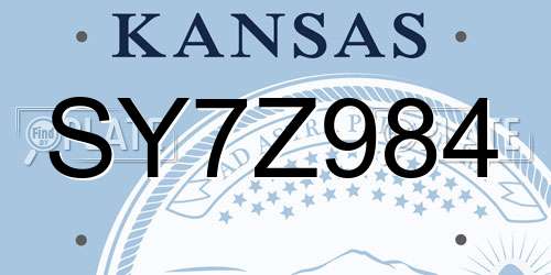 SY7Z984 Kansas License Plate
