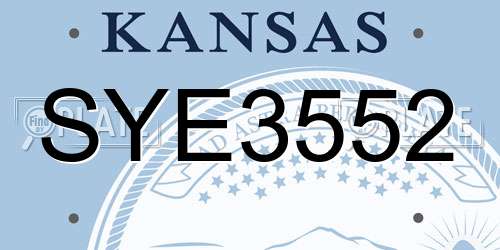 SYE3552 Kansas License Plate
